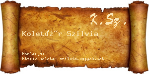 Koletár Szilvia névjegykártya