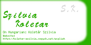 szilvia koletar business card