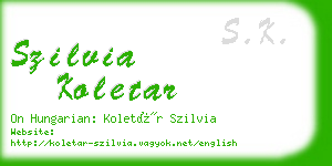 szilvia koletar business card